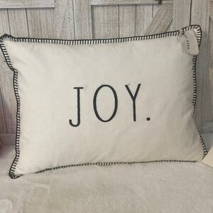 Rae Dunn Joy Pillow - White and Black